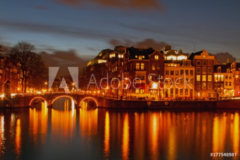 Picture of City scenic from Amsterdam in the Netherlands at night